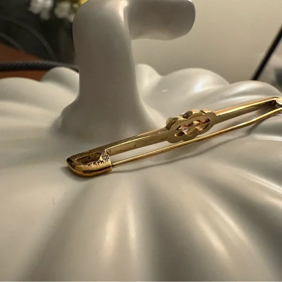 Vintage Albert Scharning 14K Gold Pearl Bar Brooch Pin 585 [with stamp]✨ - Picture 8 of 10